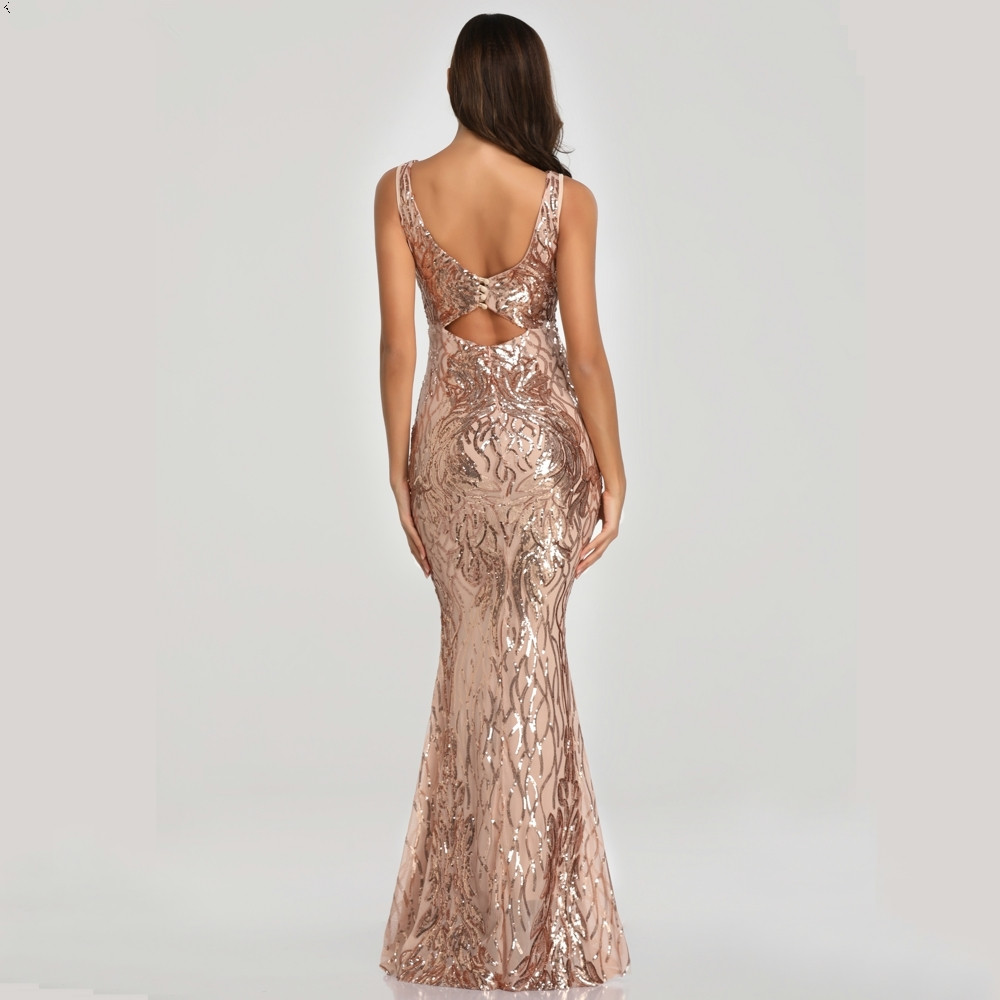 Hot Sale Sleeveless Sequins Evening Gowns Mermaid Long Prom Dresses Online