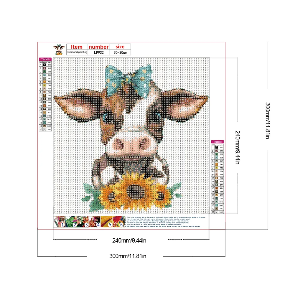 Full Round Diamond Painting 30*30cm - Sunflower Cow