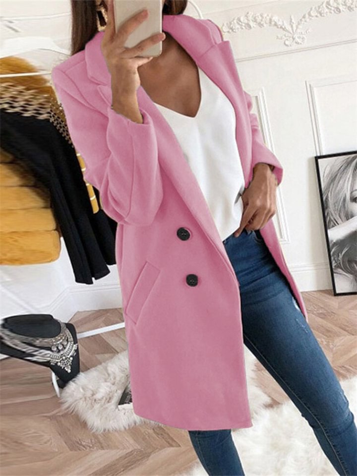 Casual Suit Collar Women's Solid Color Coat | EGEMISS