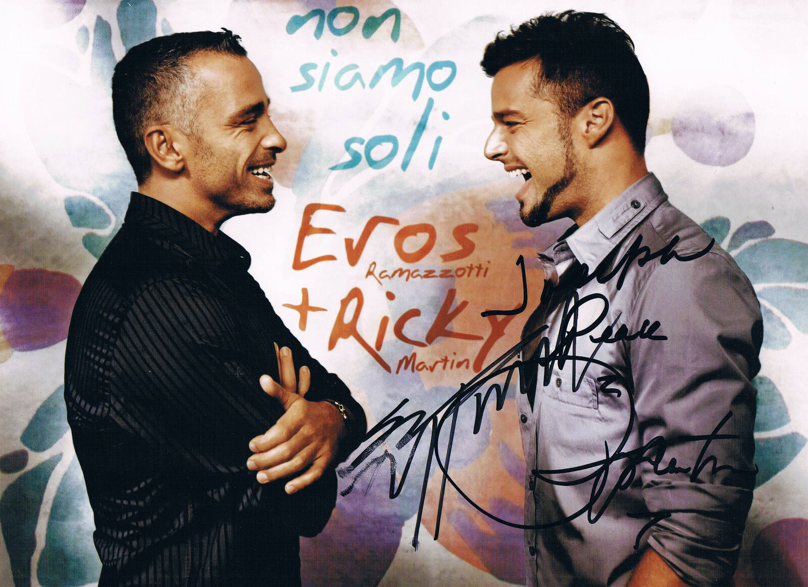 Eros Ramazzotti & Ricky Martin genuine autograph 8x12