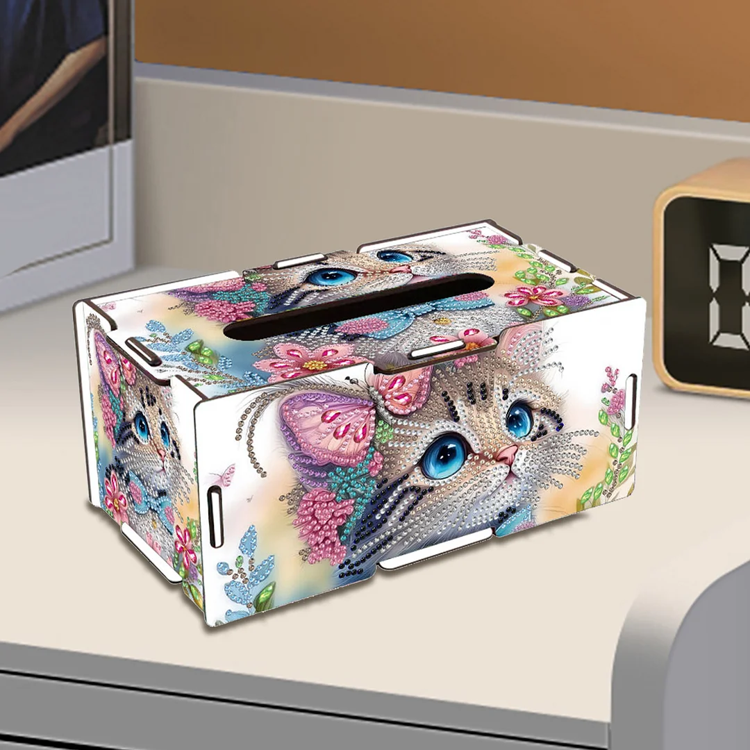 Wooden Diamond Painting Tissue Box for Home and Office Decoration(CZH014)