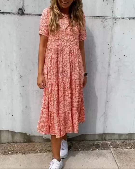 Mature Women's Beautiful Floral Loose Dress