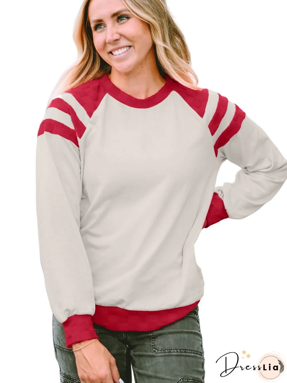 Cozy Apricot Color Block Long Sleeve Knit Top
