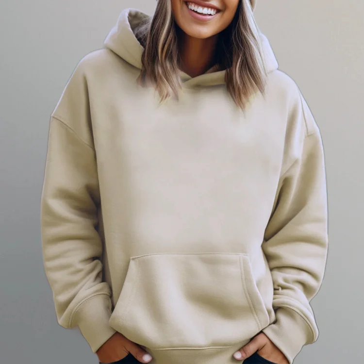 Simpfit Lässiger, lockerer, einfarbiger Kapuzenpullover mit individuellem Muster