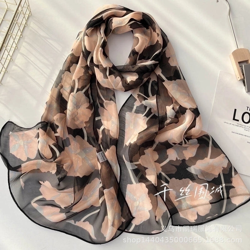 Women’s Sweet Flower Georgette Silk Scarves