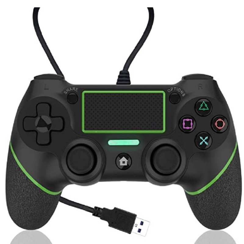 

Wrapped Rubber Game Handle Wired Gamepad for PS4, Black and blue., 501 Original
