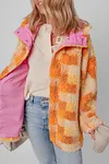 Women's Warm Bright Checkered Sherpa Hooded Jacket