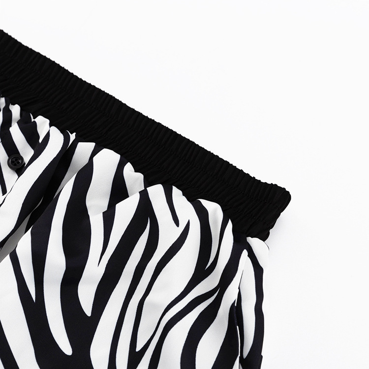 Ootddress Women Two Piece Sets Outfits Zebra Printed Loose Shirt Tops And High Waist Shorts Set 2025 Casual Streetwear Summer New