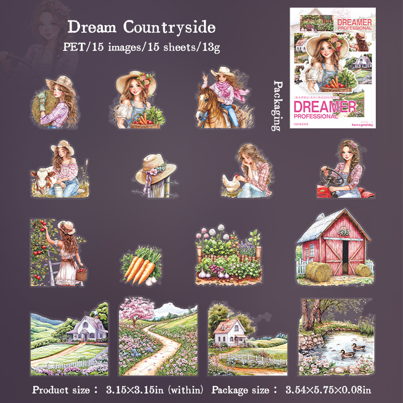 PET Sticker - Dreamer Professional Series Vintage Character Flower Landscaping 