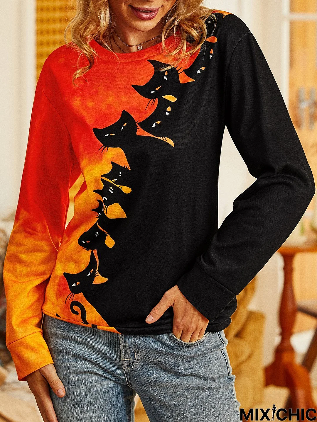 Halloween Loose Crew Neck Casual Sweatshirt