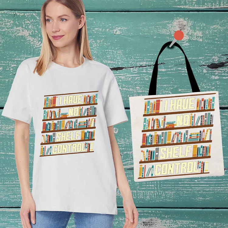 Books Graphics Casual T-Shirt With Handbag -BSTC1659