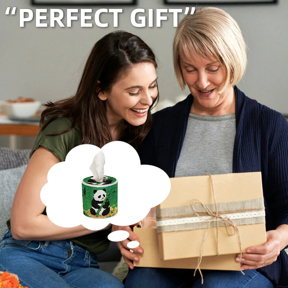 Bamboo DIY Diamond Painting Handmade Tissue Holder Rhinestones Decor Tissue Box