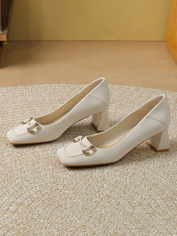 Shallow Cut Split-Joint Square-Toe Pumps