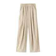 Ohanaparts Summer Women's Wide Leg Pants Thin High Waist Loose Ankle-Length Pants Solid Khaki Cool Capris Casual Harem Pants for Women