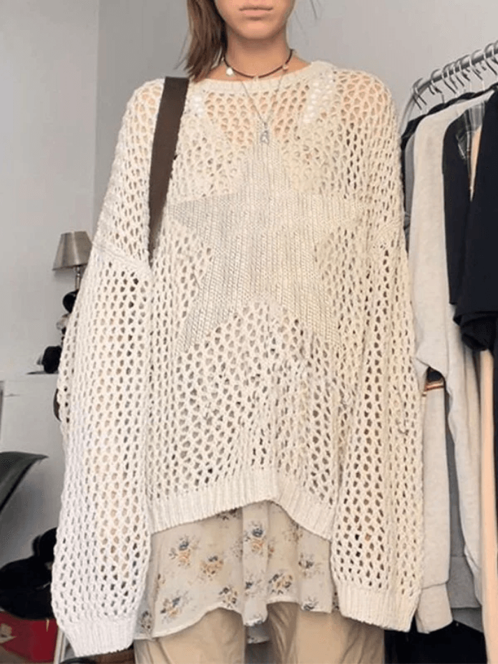 Hollow Out Star Crochet Knit Top