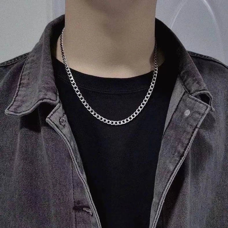 Fashion Solid Color Stainless Steel Plating Unisex Necklace