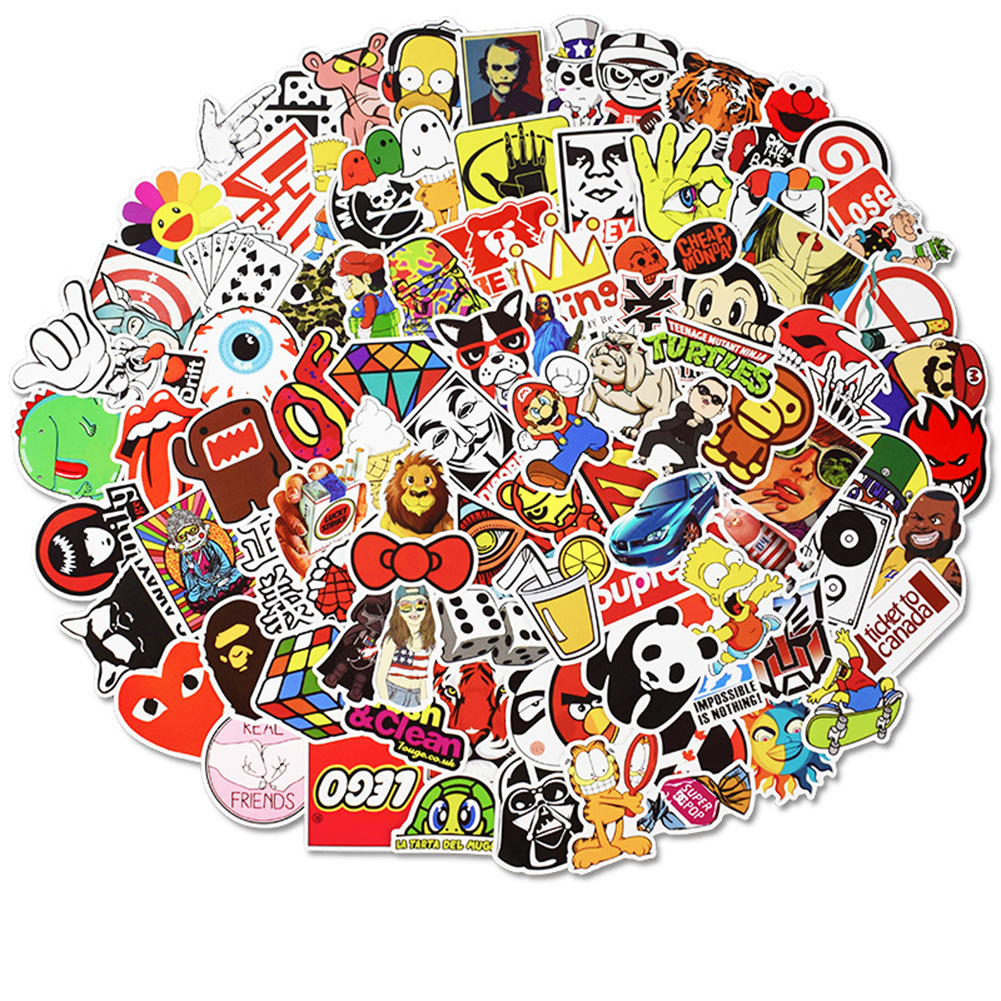 

100pcs/Pack Waterproof Cartoon Stickers for Suitcase Luggage Laptop Phone, 501 Original