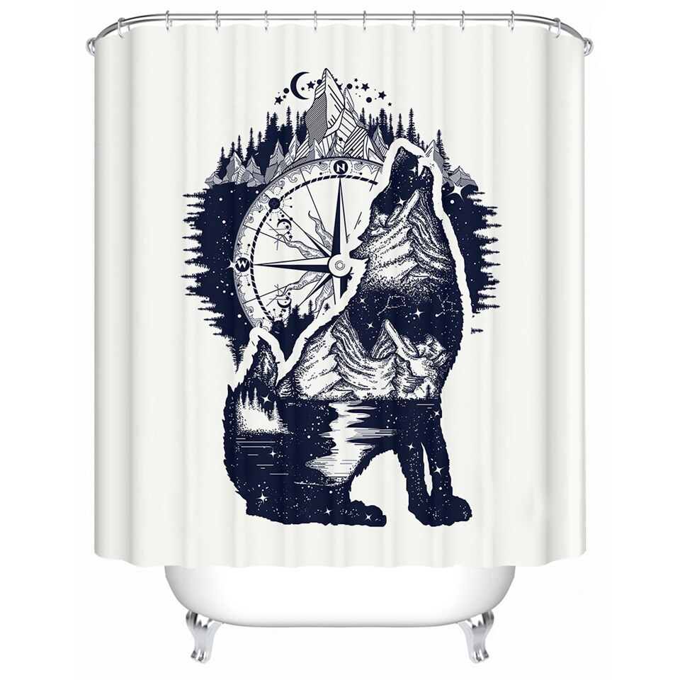 

Wolf - Print Shower Curtain, 180*180cm, 501 Original