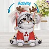 Xmas Acrylic Shaking Head 5D DIY Diamond Art Tabletop Decoration (Christmas Cat)