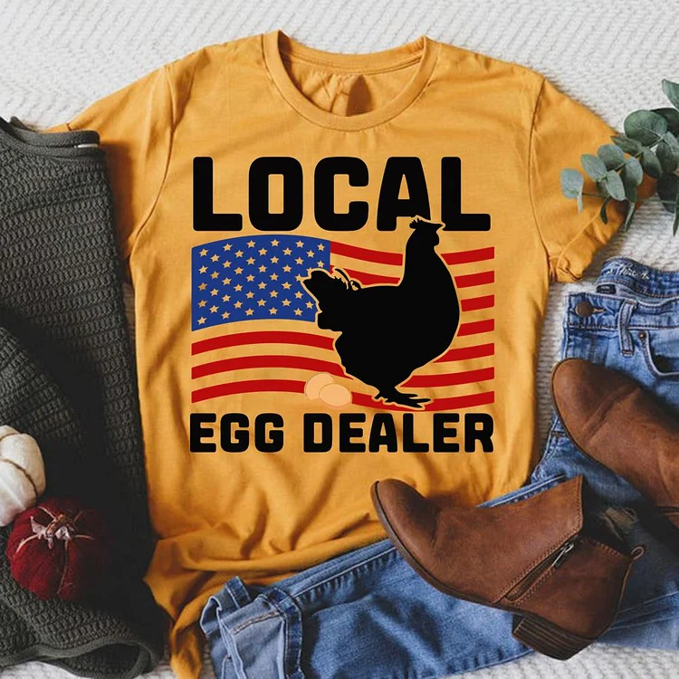 Farm Local Egg Round Neck T-shirt-0019836