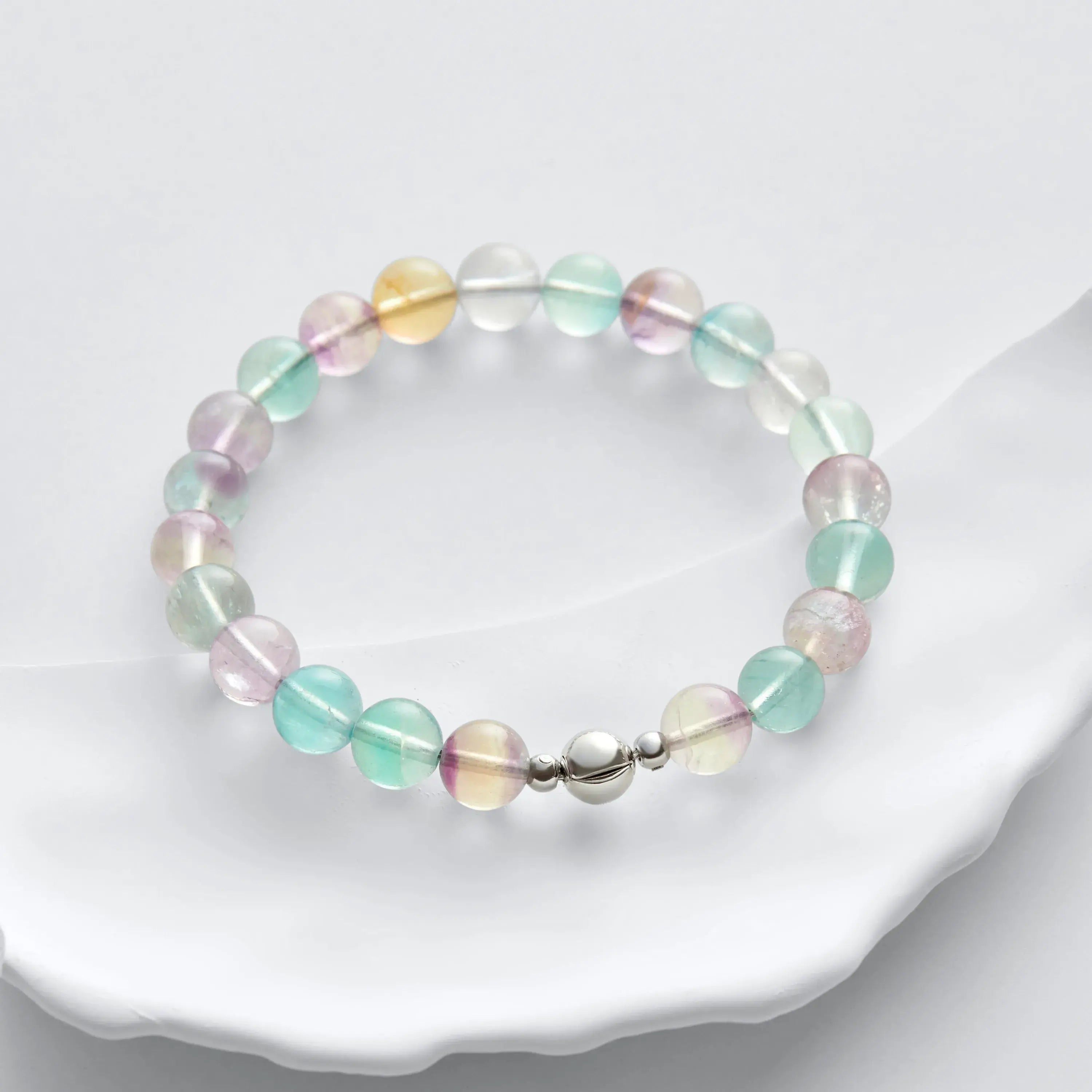 Rainbow Fluorite &mdash; Magnetic Clasp Bracelet (8mm)