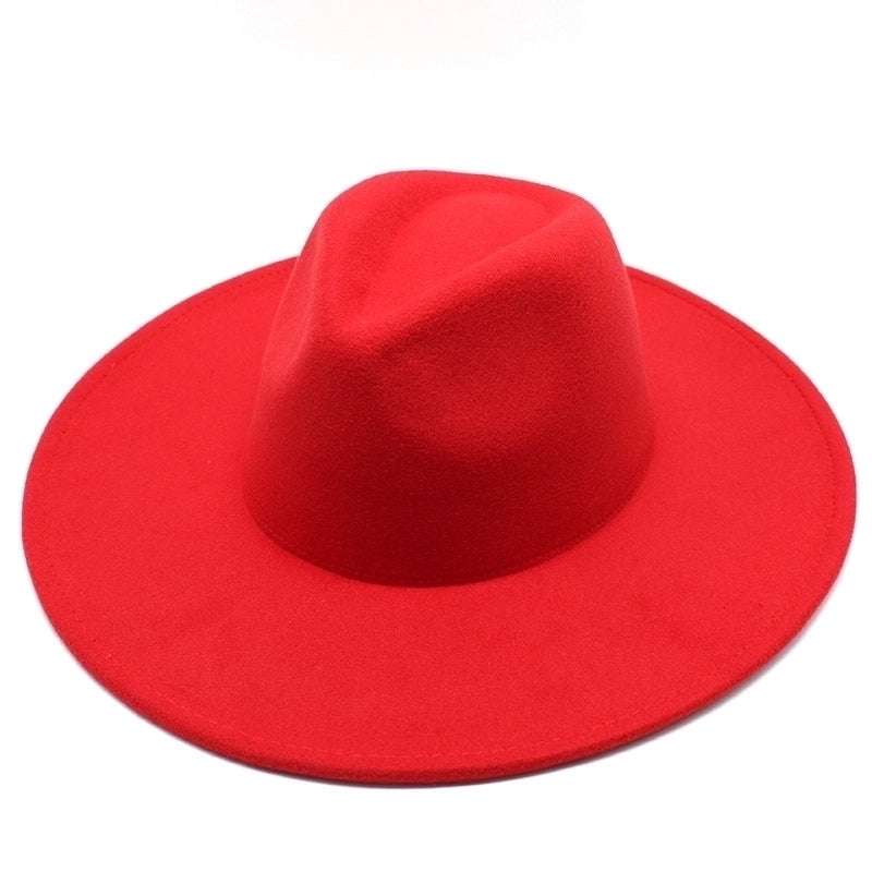 Unisex Elegant Solid Color Big Eaves Flat Eaves Fedora Hat