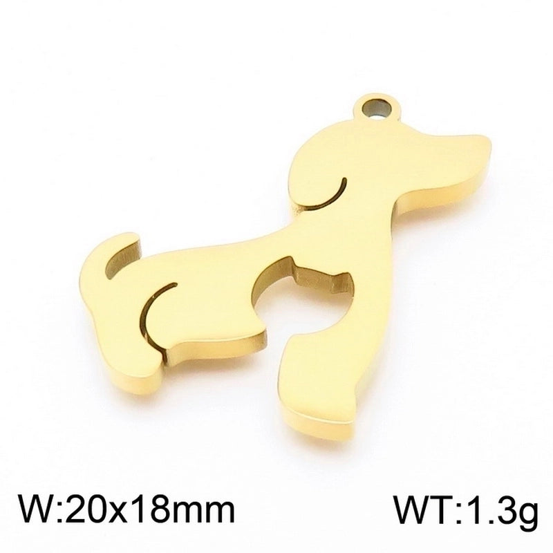 10 Pieces Stainless Steel Zircon 18K Gold Plated Animal