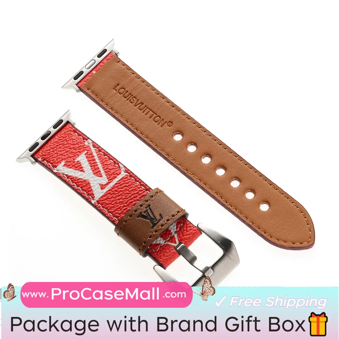 LV Genuine Leather Monogram Canvas Apple Watch Strap Checkerboard Canvas