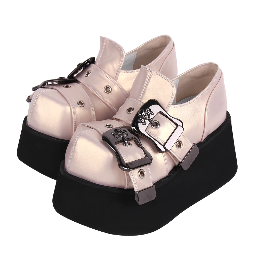 VCshoes Woman Gothic Street Style Cool Shoes Lady High Heels Wedges Pumps Women Party Dark Shoes Skull Platform Shoes 8cm 551 41