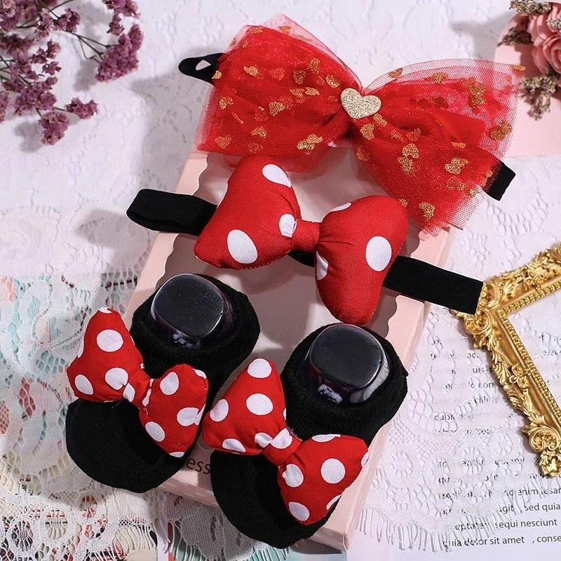 3Pcs/Set Lace Flower Baby Girl Headband Socks Set Crown Bows Newborn Hairband Headbands For Girls Turban Baby Hair Accessories