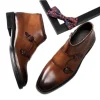 Mens Buckle Dress Leather Boots Shoes