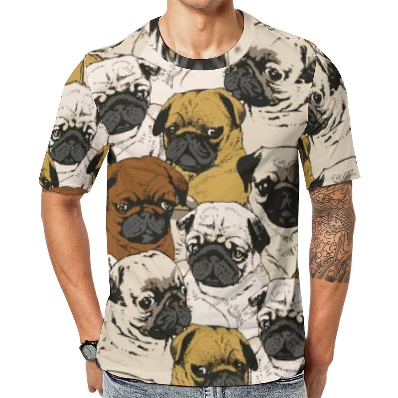 Grumpy Pugs Funny Cute Pug Dogs Puppies Short Sleeve Print Unisex Tshirt Summer Casual Tees for Men and Women Coolcoshirts