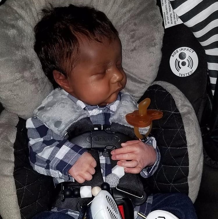 African American Boy Doll Abraham 20" Soft Weighted Body Lifelike Cute Handmade Silicone Reborn Sleeping Doll Set, Gift for Kids Rebornartdoll® Rebornartdoll®