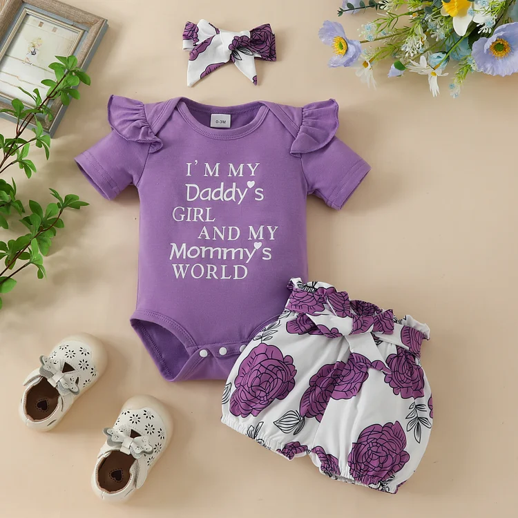 Baby Girls Ruffle Tops & Flower Shorts Set