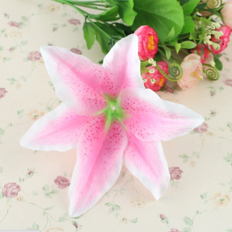 1/10pcs Large 17cm Lilies Silk Artificial Flower Heads For Home Wedding Decoration DIY Scrapbooking Gift Box Craft Fake Flowers