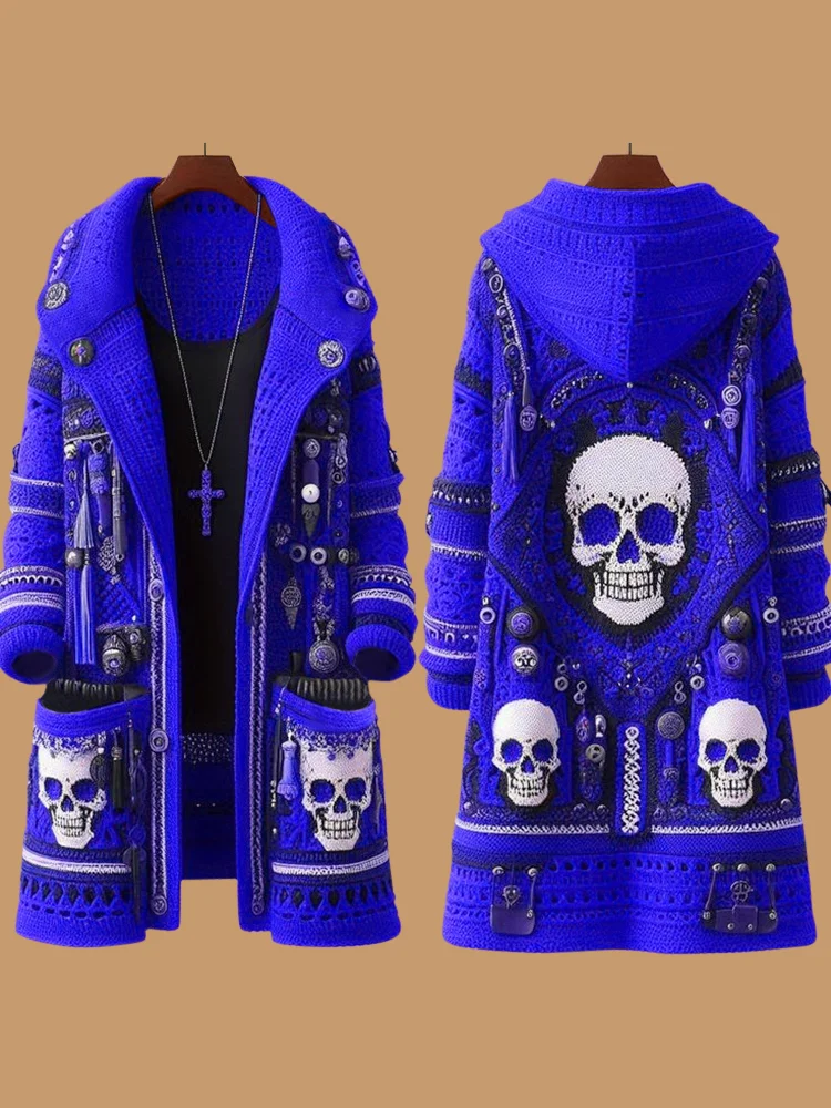 VChics Women's Mariachi Day Of The Dead Skull Pattern Cardigan Sweater