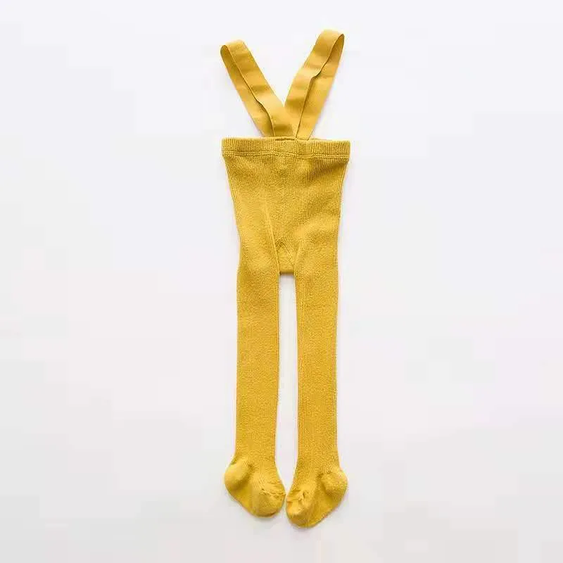 Breathable Infant Kids Suspender Pantyhose Spring Autumn Baby Girls Boys Cute Solid Color High Waist Bandage Overall Leggings