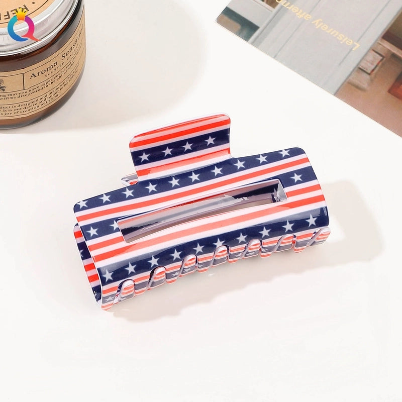 Women’s Casual Minimalist National Flag Arylic Hollow Out Hair Claws