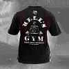 Retro Hell Gym Flame Skull Graphics Washed T-shirt by Inlyline