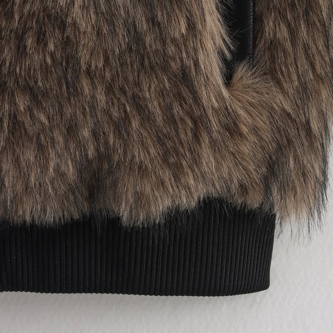 Nigikala Nigikala Women's Explosive Fashion Casual Crash-Colored Fur Jacket Jacket