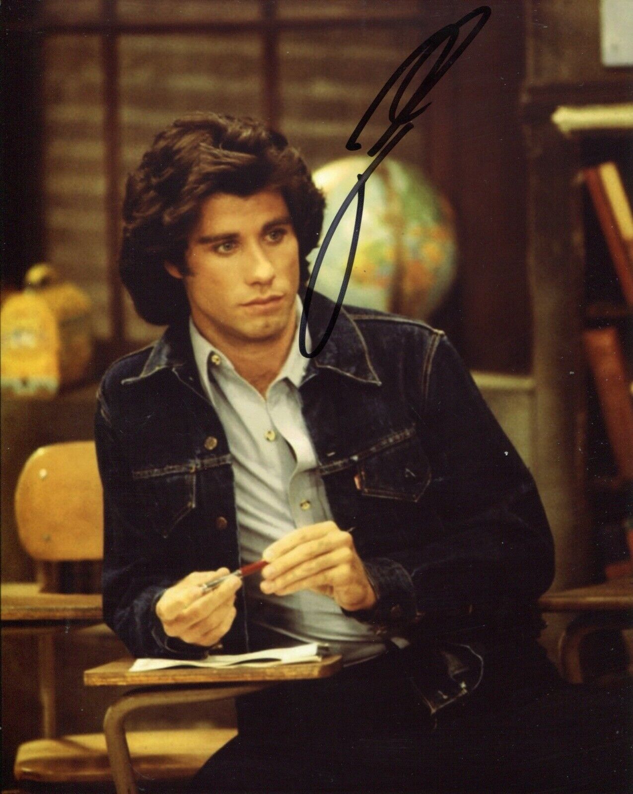 John Travolta signed Welcome Back Kotter movie 8x10 Photo Poster painting