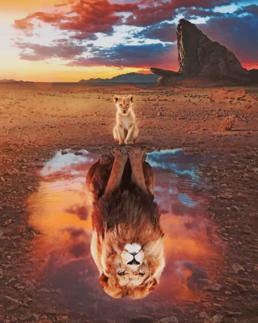

Lion Reflection In Water – Paint By Numbers - 40*50CM, 501 Original