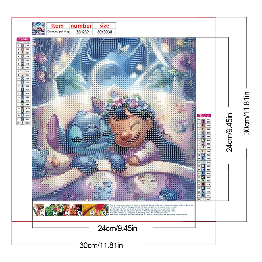 Diamond Painting - Full Round Drill - Stitch With Princess(Canvas|30*30cm)
