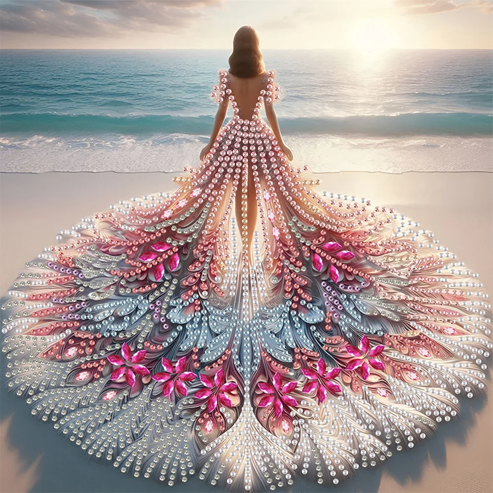 Diamond Painting - Partial Special Shaped Drill - Gorgeous Skirt Girl(Canvas|30*30cm)