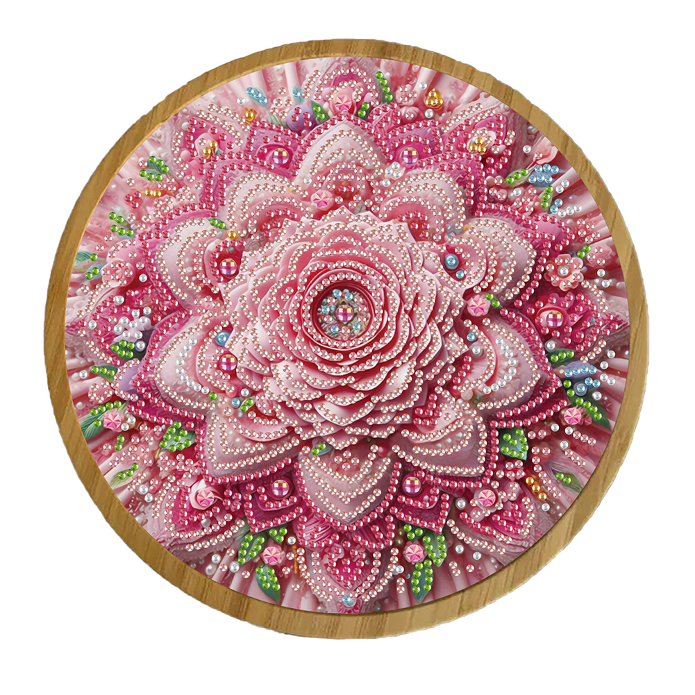 DIY Diamond Painting Kit Round Wooden Tray Diamond Painting Tray (Mandala G)