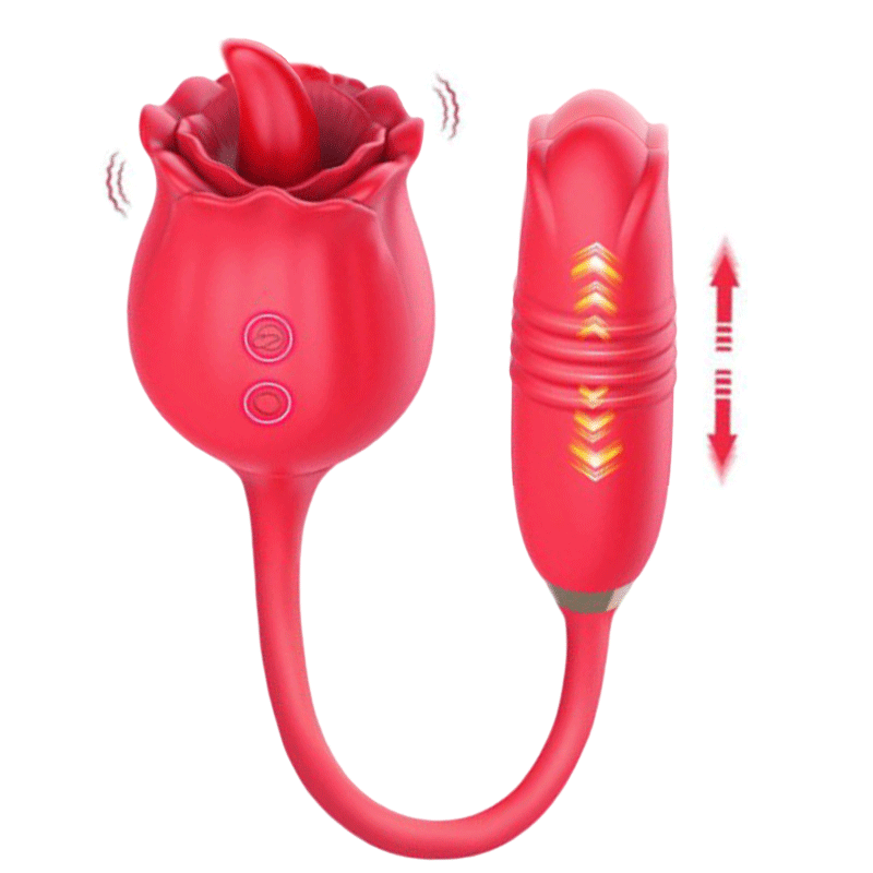 3-in-1 sucking vibrator & tongue-licking with rose dildo adult sex toy