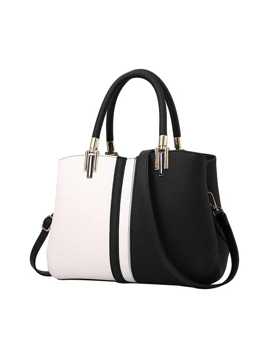 Women Bag PU Contrast Color Handbag