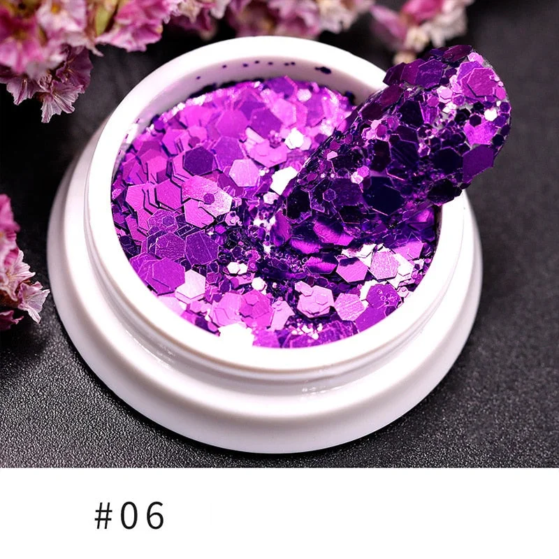 iridescent Flakes Gold Pink White Flakes Slices Chrome Pigment Dust Nail Powder Glitter Sequins Nail Art Decoration Manicures-Nail Inspo