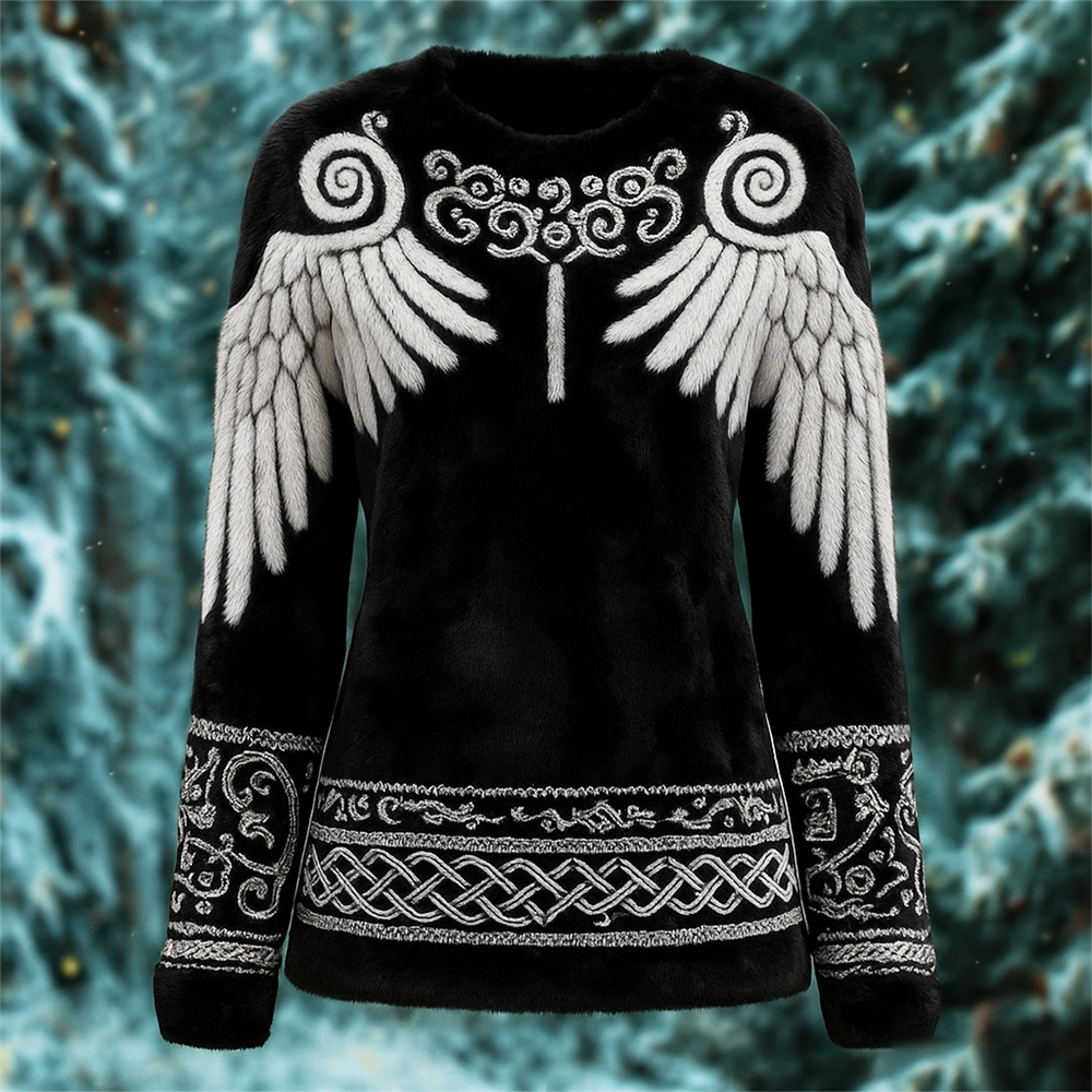 Viking Celtic Wing Design Women's Flannel Sweater elevenforest