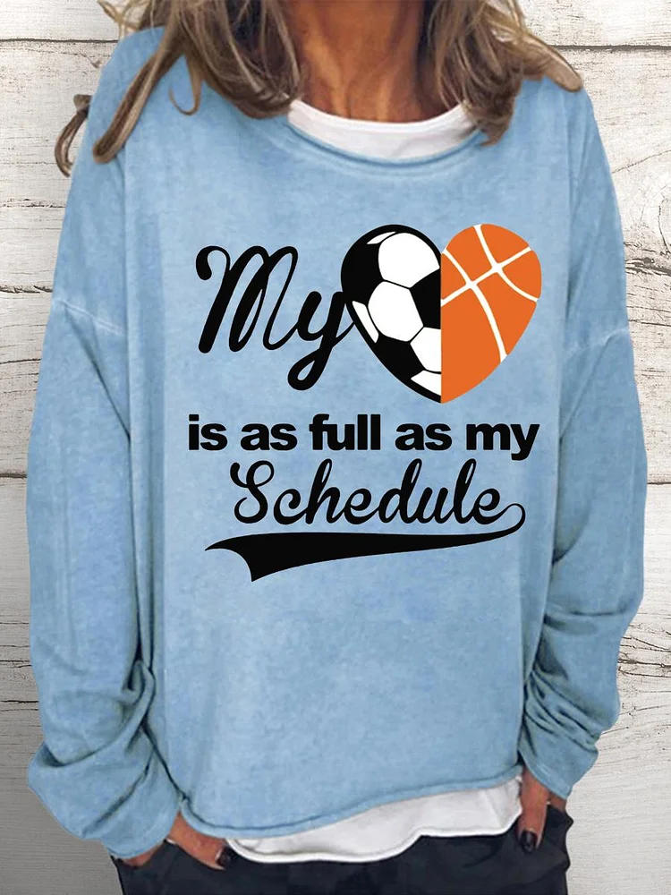 My Heart is Full Soccer And Basketball Women Loose Sweatshirt-Annaletters